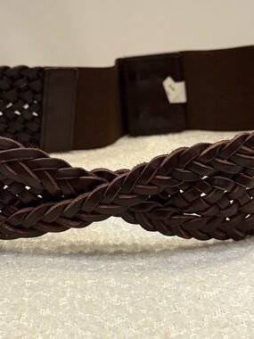 Woven Stretch Waist Belt - Brown